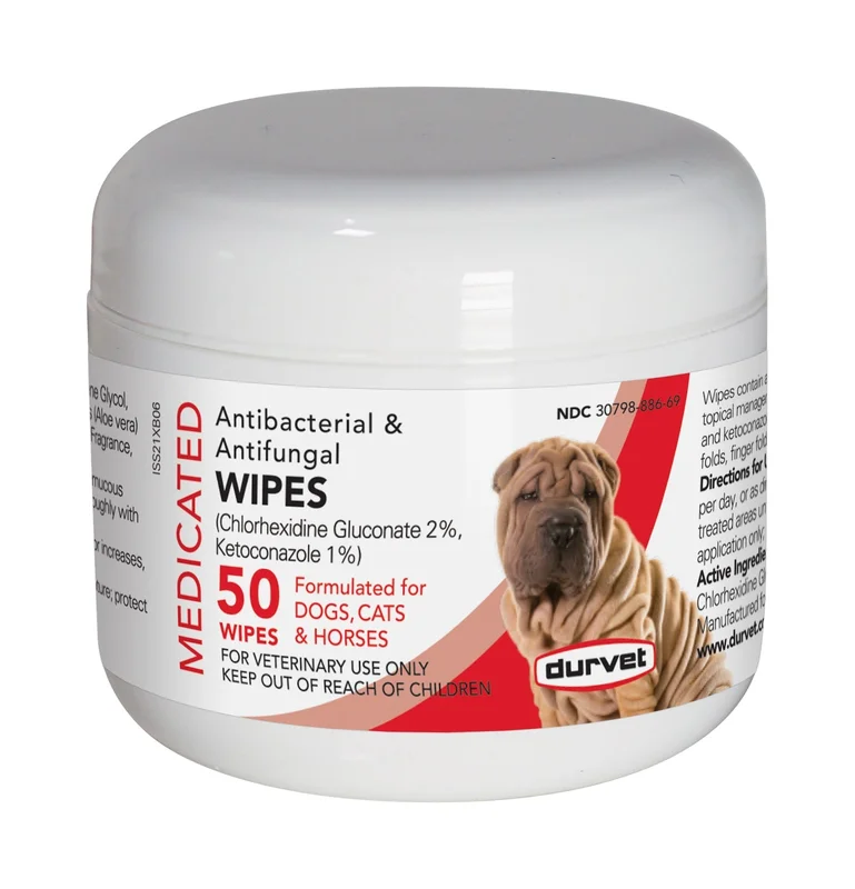 Durvet Medicated Antibacterial and Antifungal Wipes