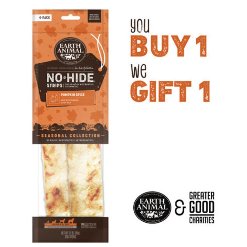 Earth Animal No-Hide Seasonal Collection Pumpkin Spice Strips Dog Treats