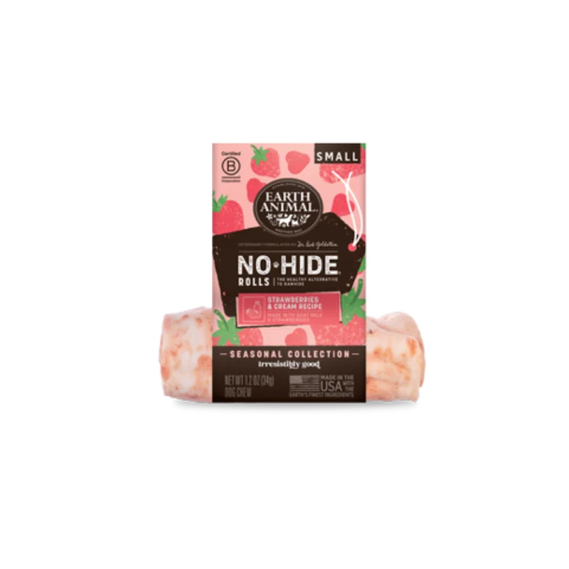 Earth Animal No-Hide Seasonal Collection Strawberries & Cream Rolls Dog Treats