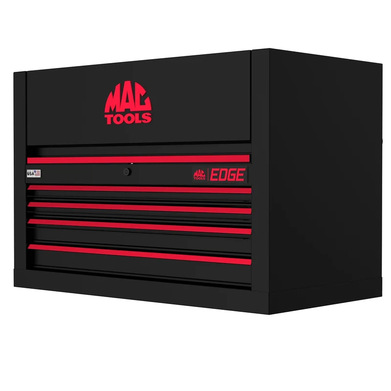 Edge 4-Drawer Top Chest for E4122 Workstation - Flat Black/Red Trim