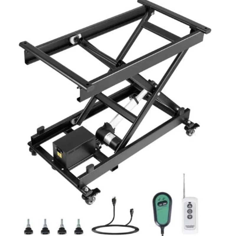 Electric Lift Table 330 lbs Capacity Single Scissor Lift Table 8 - 28 in Height Adjustable Lifting Platform Coffee Table lift with 4 Wheels