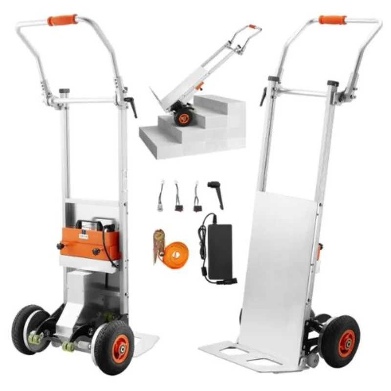 Electric Stair Climbing Dolly 440lbs Capacity Electric Stair Climbing Hand Trucks with 157.5in Rope & Folding Handle Heavy Duty Stair Climber for Warehouse Logistics