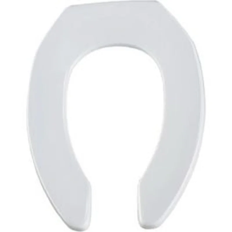 Elongated Commercial Plastic Open Front Toilet Seat, STA-TITE(TM) Hinge, White
