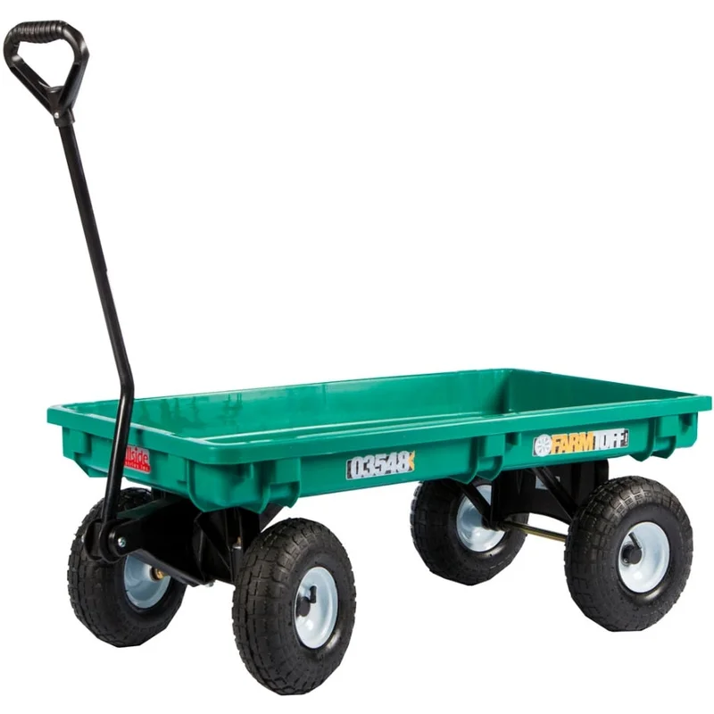 FARM-TUFF DECK WAGON PLASTIC WITH FLAT FREE TIRES GREEN