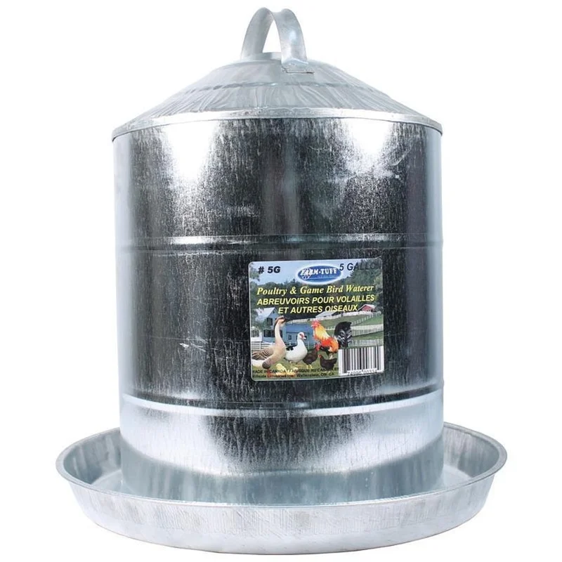 FARM-TUFF DOUBLE WALL CONE TOP GALVANIZED POULTRY FOUNTAIN GALV STEEL