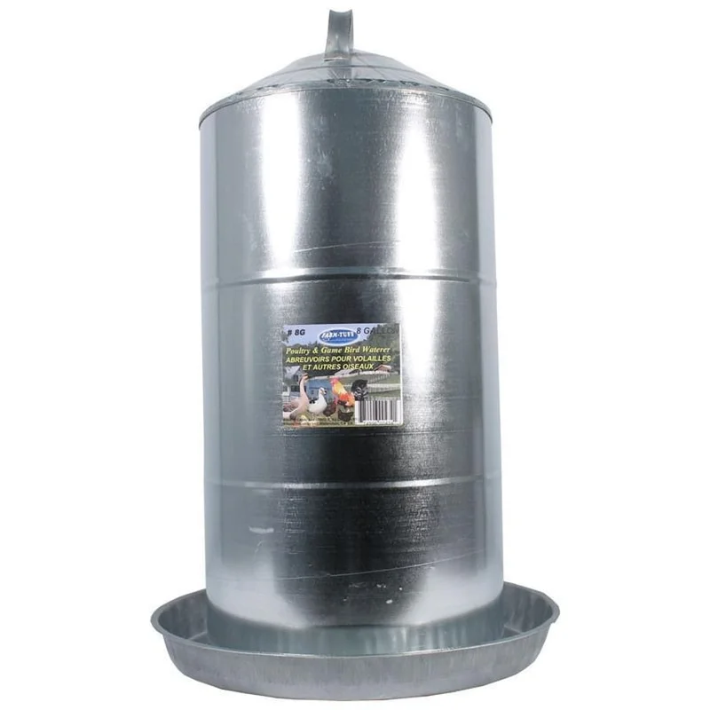 FARM-TUFF DOUBLE WALL CONE TOP GALVANIZED POULTRY WALL FOUNT GALV STEEL