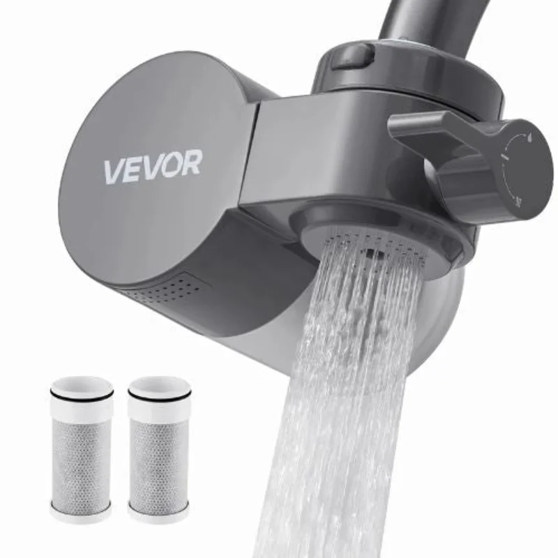 Faucet Mount Water Filter, Carbon Fiber Purifier for Sink Tap, Removes Chlorine & Lead, 3 Filters Gray