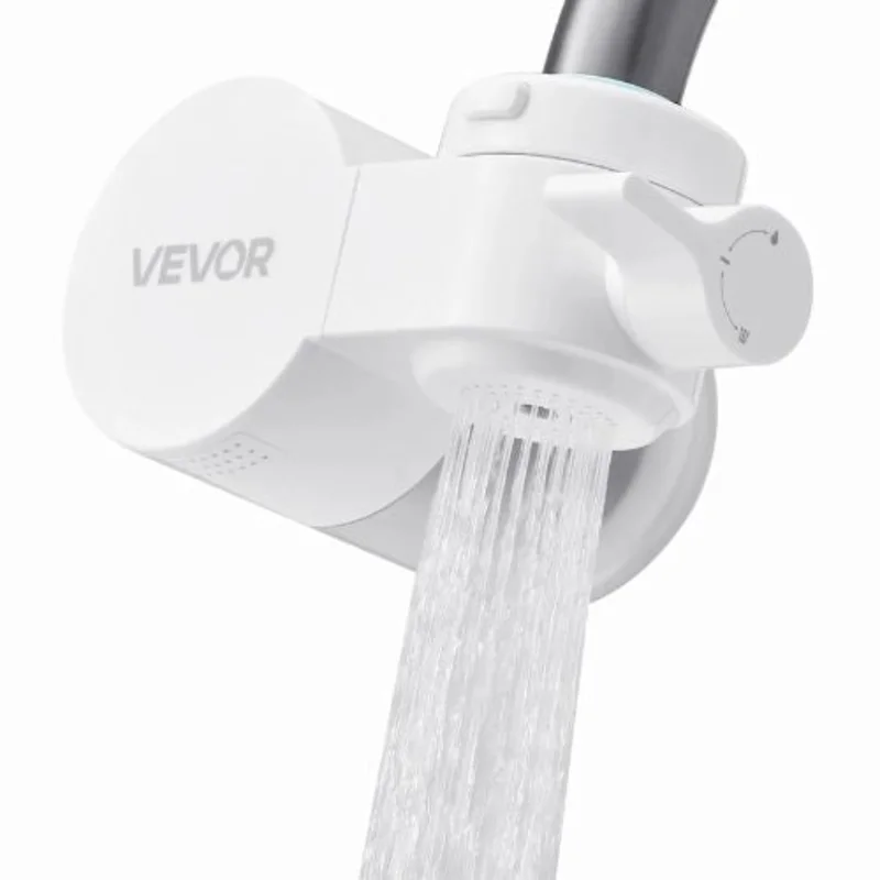 Faucet Mount Water Filter, Horizontal Carbon Fiber Purifier for Sink Tap, Removes Chlorine & Lead, 1 Filter White