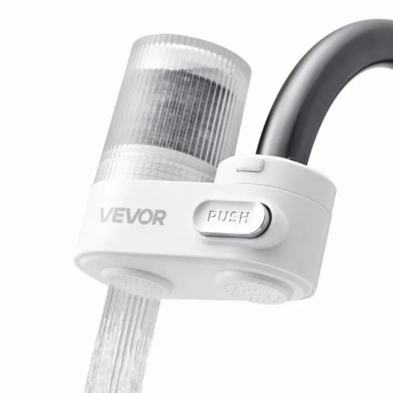 Faucet Mount Water Filter Vertical Carbon Fiber Purifier for Sink Tap Removes Chlorine & Lead 1 Filter White