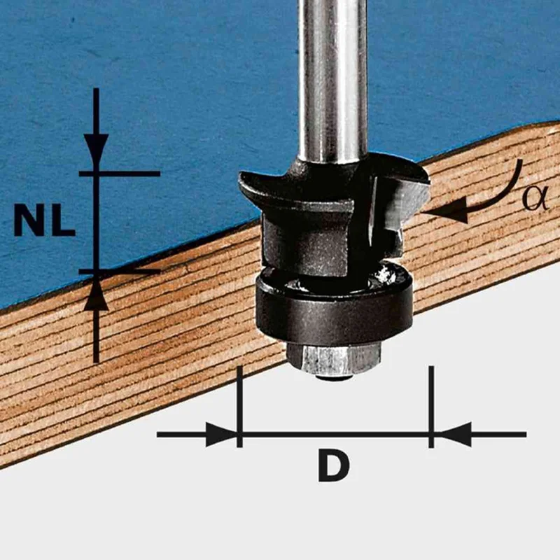 Festool Edge Trimming Chamfer Bit HW S8 D24/0 +45