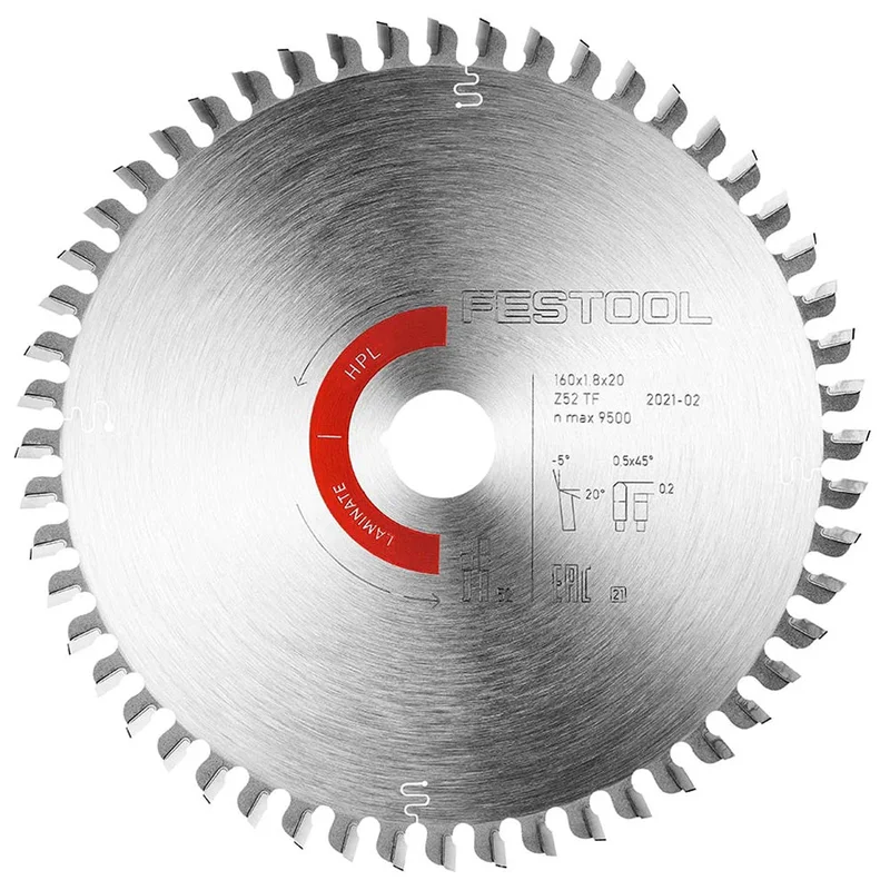 Festool Saw Blade, Laminate/HPL, 52 Teeth, For TS 55 F / TSC 55 K / HK(C) 55 (1.8 mm Kerf)