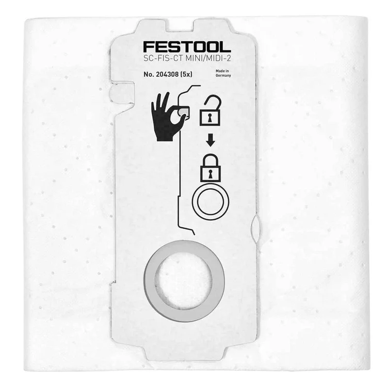 Festool SELFCLEAN Filter Bags for CT MINI/MIDI & CT 15 Dust Extractors (5 Pack)