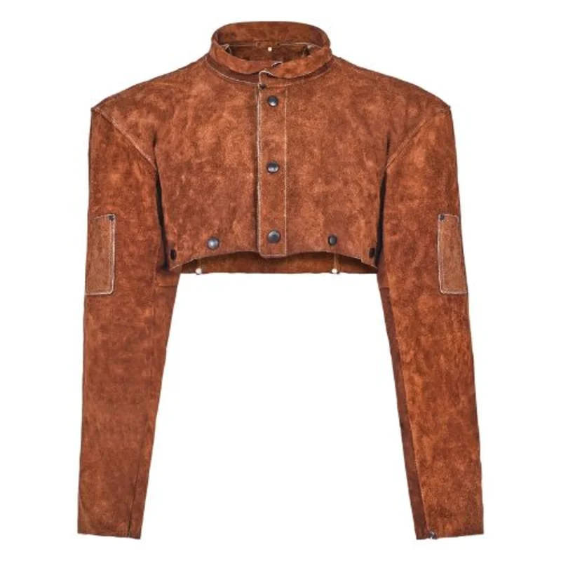 Flame Resistant Cowhide Leather Welding Cape Sleeves Heat-Resistant Safety Gear for Welding & Blacksmithing (XXL Size)