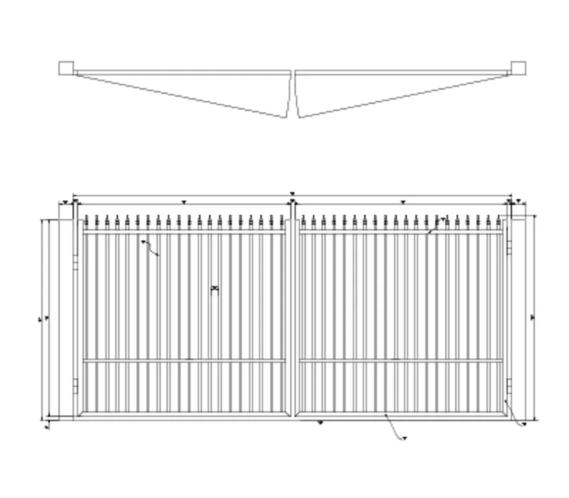 Flat Top Drive Gate with Quad Flare Finials