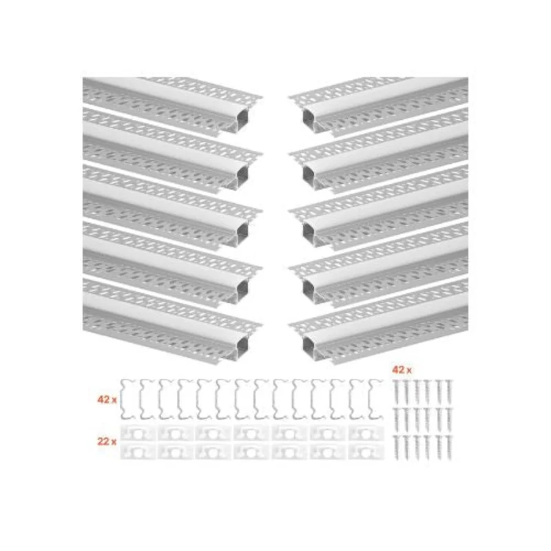 Flush Mount Trimless 2M LED Strip Aluminum Channel for Seamless Ceiling Lighting 10 Pack