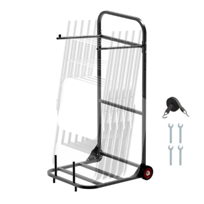 Folding Chair Rack 100 LBS Capacity Heavy-duty Chair Cart for Hanging 10 Chairs Multi-Function Metal Chair Storage Dolly with Rubber Wheels