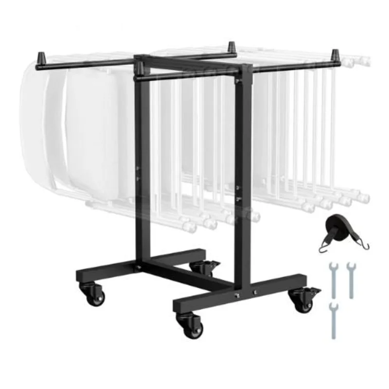 Folding Chair Rack 200 LBS Capacity Heavy-duty Metal Chair Storage Dolly with Rubber Wheels Multi-Function Chair Holder