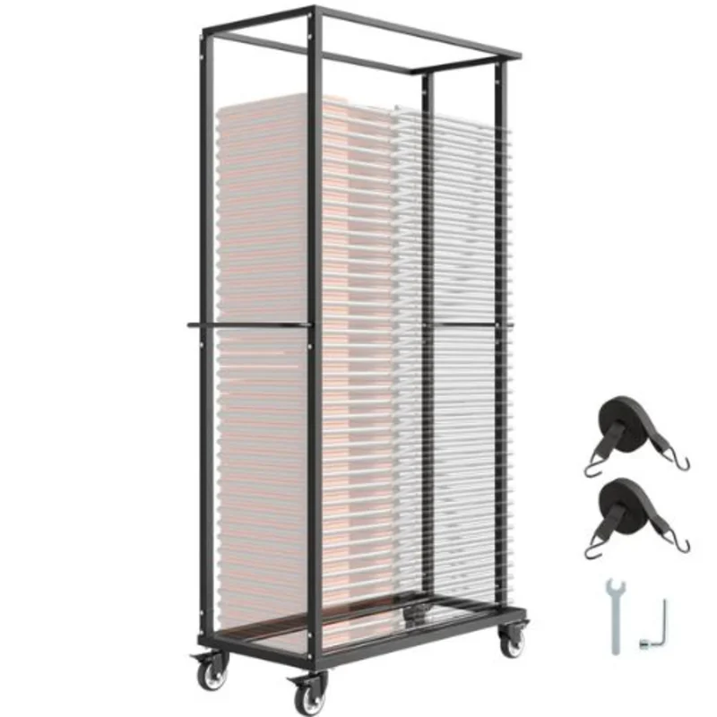 Folding Chair Rack Heavy-duty Chair Cart for 60 Chairs Metal Chair Storage Dolly Chair Holder with Swivel Casters and Locking Wheels