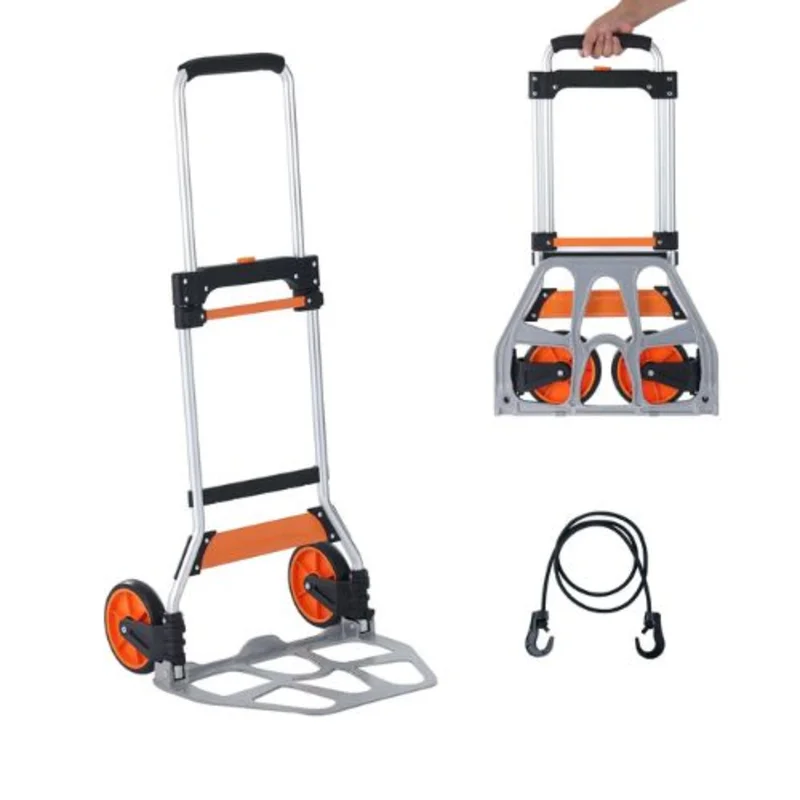 Folding Hand Truck 275 lbs Load Capacity Aluminum Portable Cart Convertible Hand Truck and Dolly with Telescoping Handle