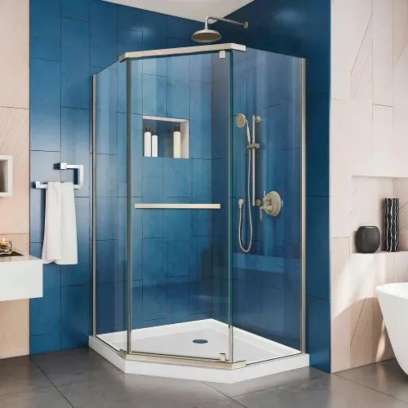 Frameless Pivot Shower Enclosure Prism Brushed Nickel SHEN-2134340-04