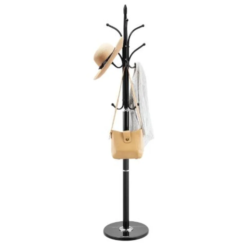 Freestanding Coat Rack with Marble Base & 6 Hooks  Modern Clothes Stand for Entryway Bedroom Office