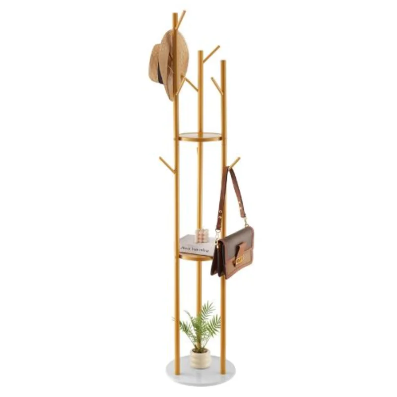 Freestanding Coat Rack with Quartz Stone Base & 9 Hooks  Modern Clothes Stand for Entryway Bedroom Office