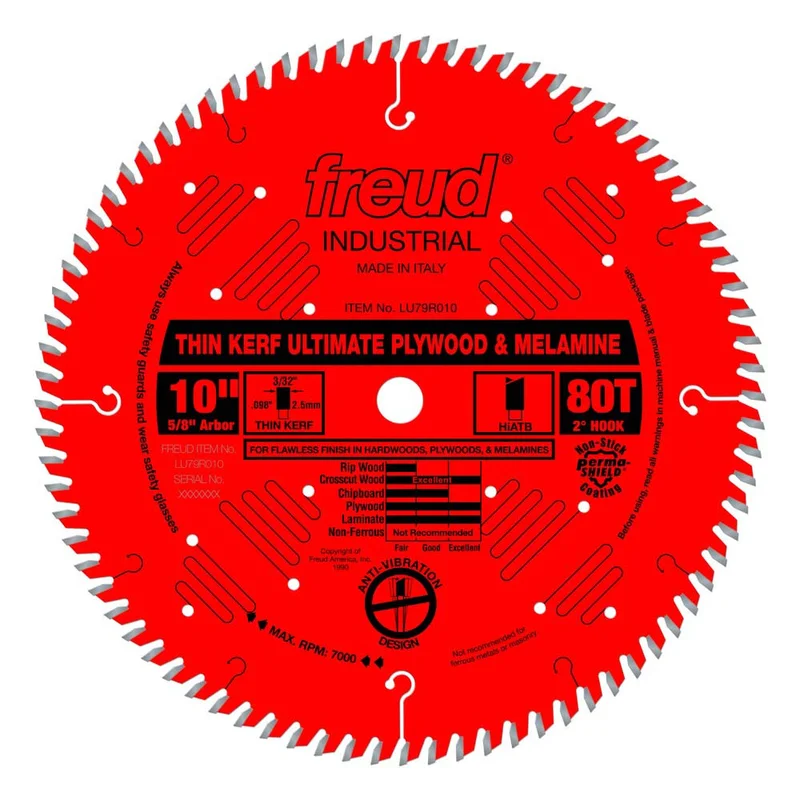 Freud 10" x 80T Thin Kerf Ultimate Plywood & Melamine Blade