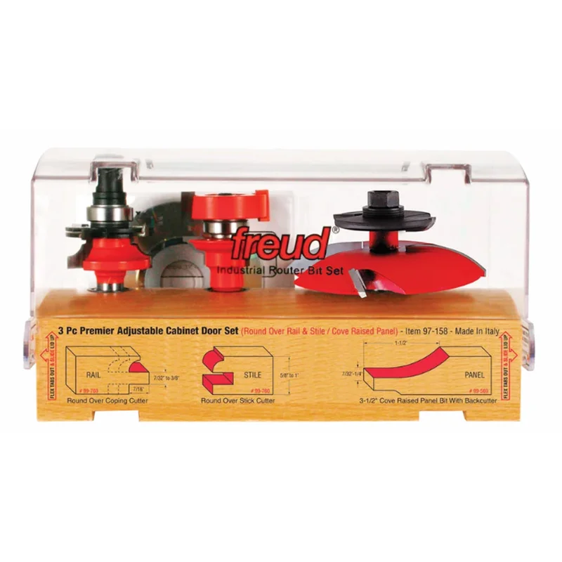 Freud 3-Piece Premier Adjustable Cabinet Door Router Bit Set (1/2" Shank)