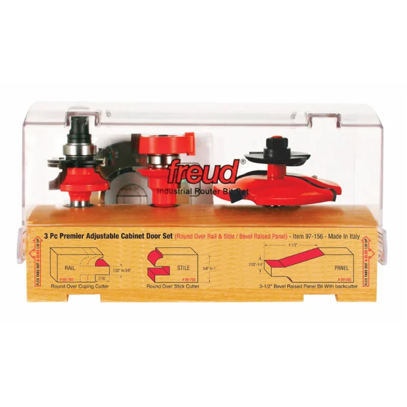 Freud 3-Piece Premier Adjustable Cabinet Door Router Bit Set (1/2")
