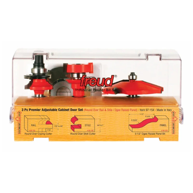 Freud 3-Piece Premier Adjustable Cabinet Router Bit Set (1/2" Shank)