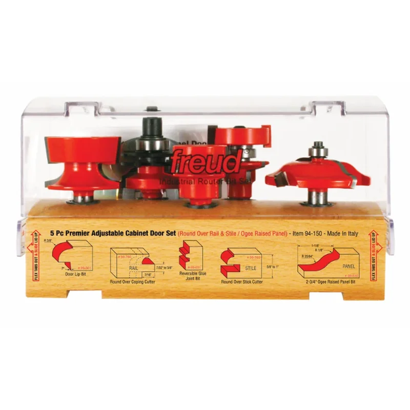 Freud 5 Piece Premier Adjustable Cabinet Door Router Bit Set