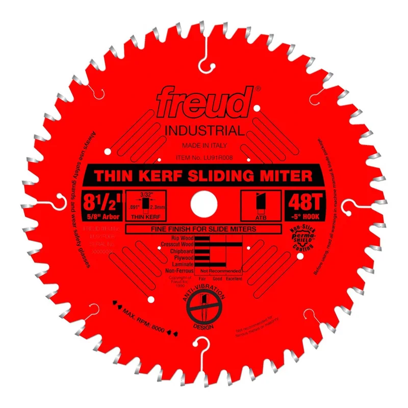 Freud 8-1/2" x 48T Thin Kerf Sliding Compound Miter Saw Blade