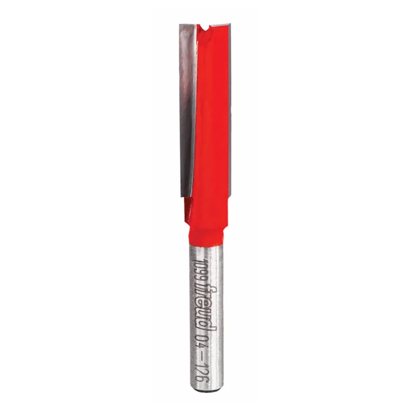 Freud Double Flute Straight Router Bit - 3/8" Diameter, 1-1/4" Cut, 1/4" Shank