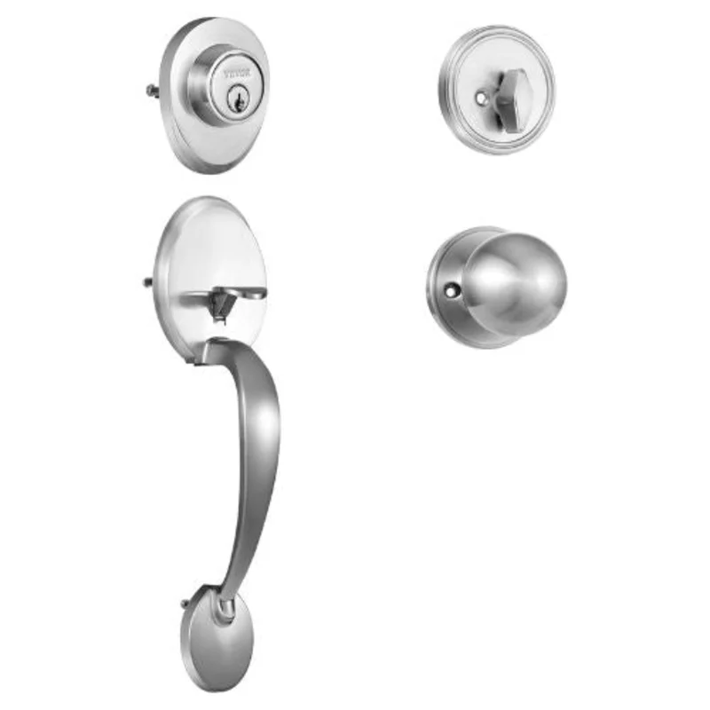 Front Door Handle and Deadbolt Lock Set with Interior Knob, Satin Nickel