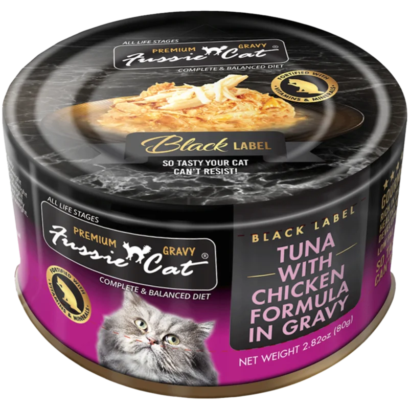 Fussie Cat Black Label Tuna with Chicken Formula in Gravy Wet Cat Food