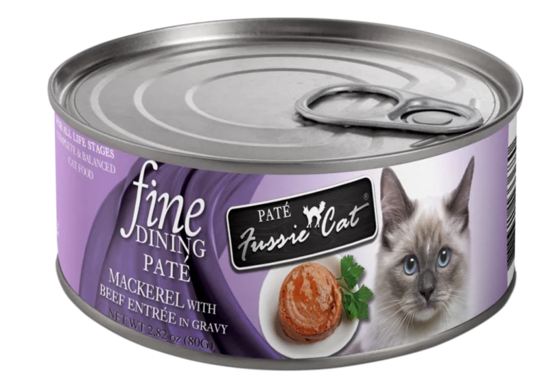 Fussie Cat Fine Dining - Pate - Mackerel with Beef Entree in Gravy Canned Cat Food