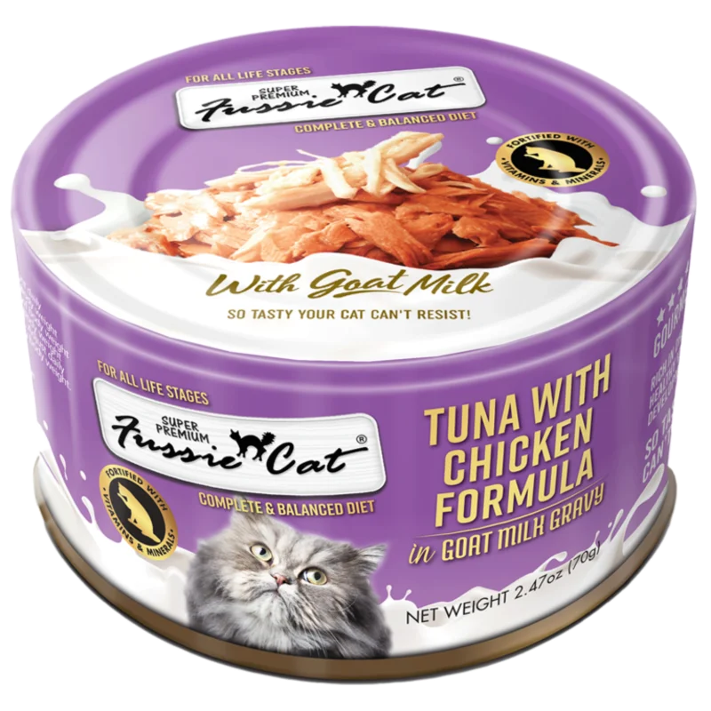 Fussie Cat Premium Tuna with Chicken Formula in Goat Milk Gravy Canned Cat Food