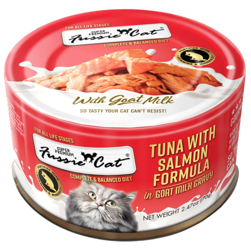 Fussie Cat Premium Tuna with Salmon Formula in Goat Milk Gravy Canned Cat Food