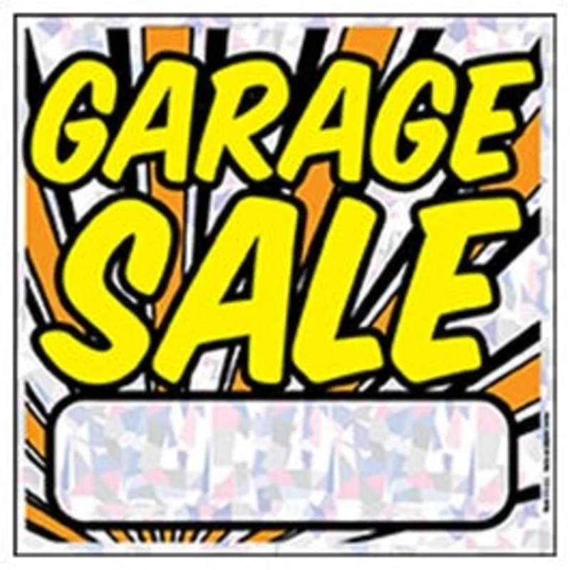 "Garage Sale" Sign, Silver Polyethylene, 12 x 12-In.