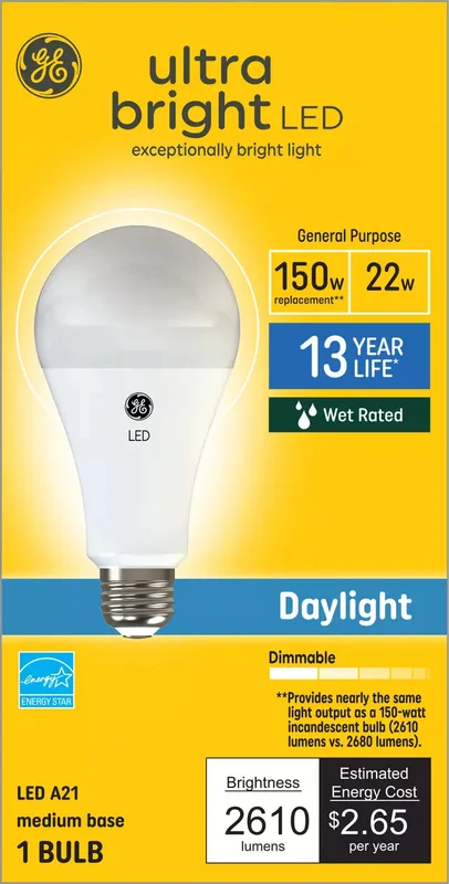 GE Ultra Bright LED 150 Watt Replacement A21 General Purpose Bulb Soft White (1 Pack)