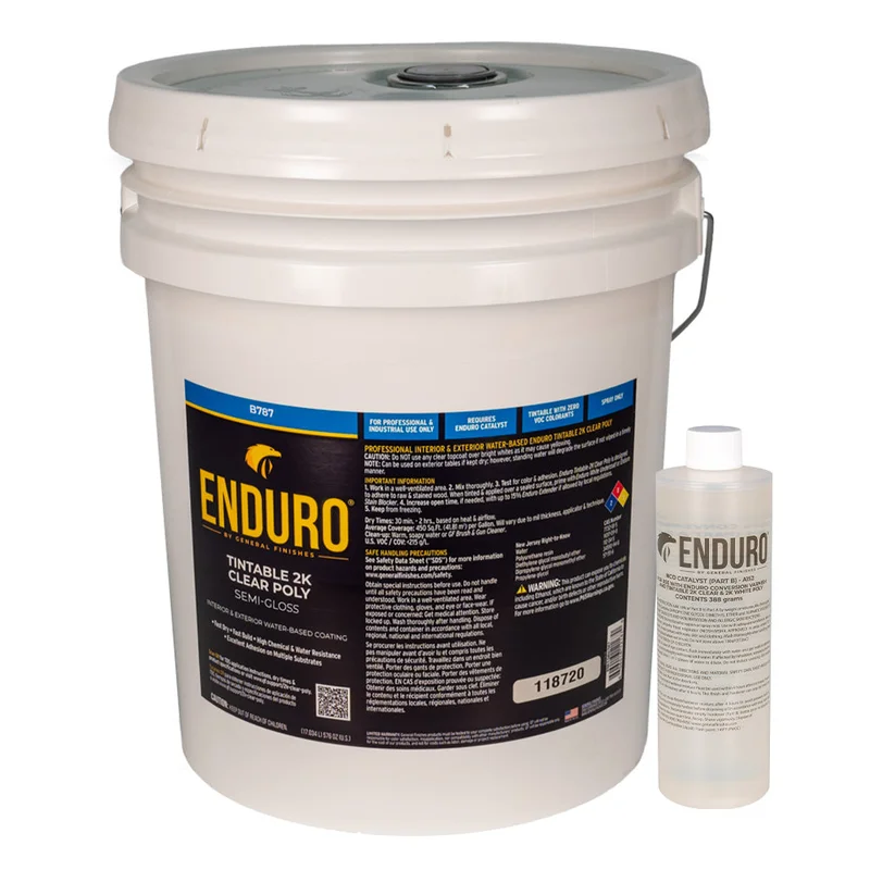 General Finishes Enduro Water-Based Tintable 2K Clear Poly - 5 Gallon
