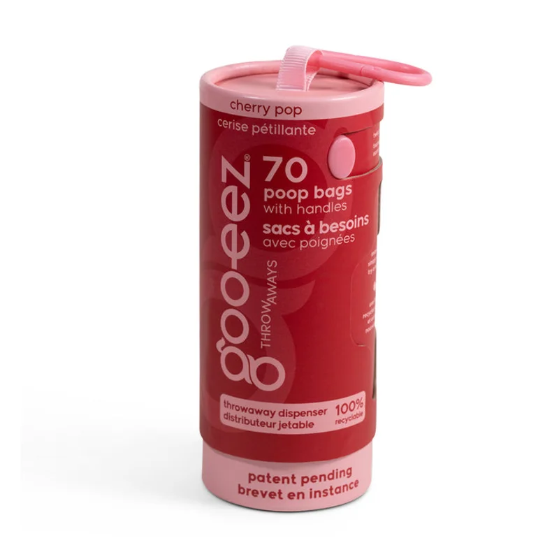 Goo-eez Throwaways Poop Bag Dispenser - Cherry Pop (70 Bags)