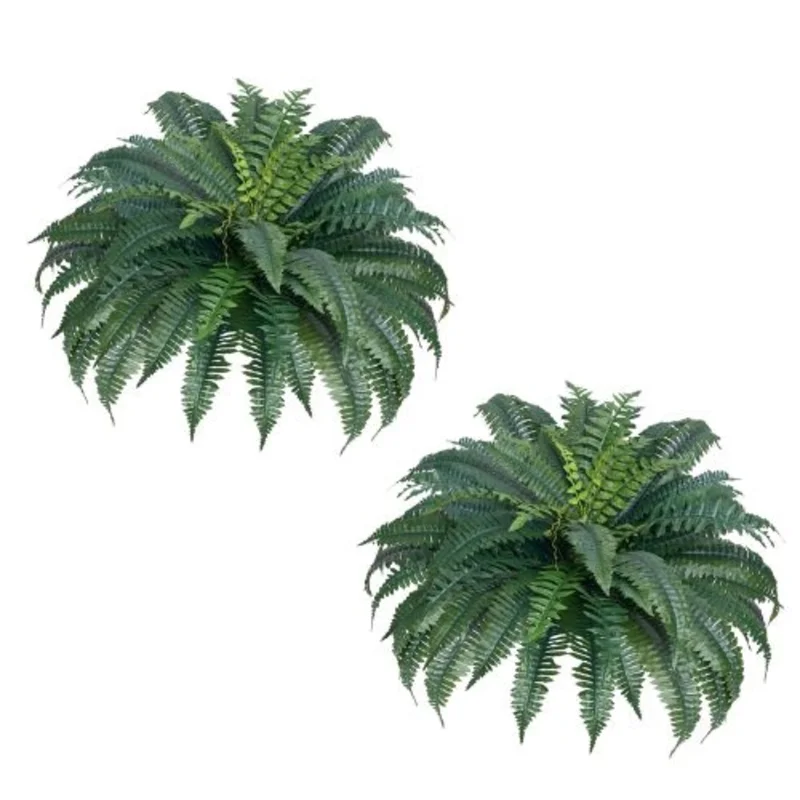 Green Branches Indoor Outdoor Decor Artificial Boston Ferns Plastic Fern (Pack of 2)