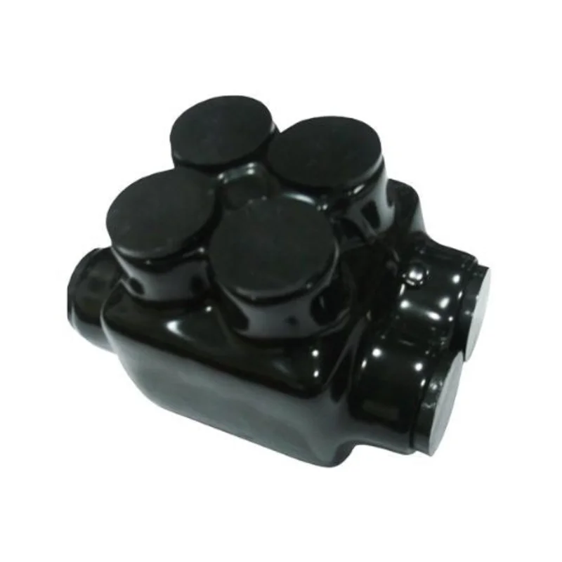 Heavy Duty 2 Conductor Dual Entry Insulated Splice Block With 4 Set Screws Black 97125