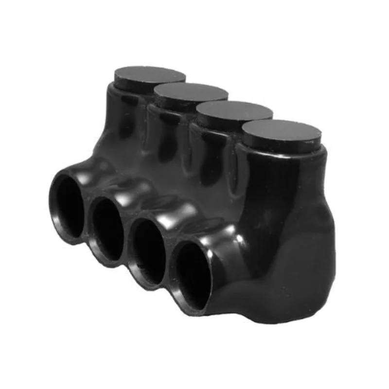 Heavy Duty 4 Port Single Entry Insulated Multi Cable Connector Black 97586