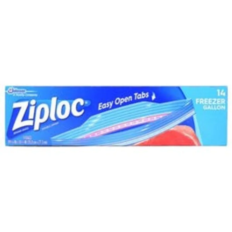 Heavy-Duty Freezer Bags, Gripper Zipper, Gal., 14-Count