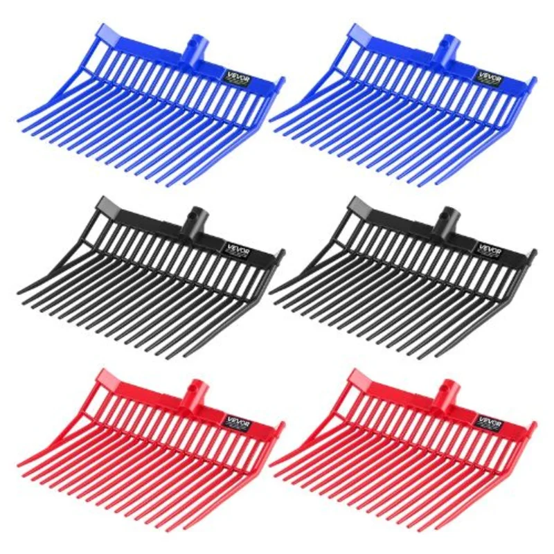 Heavy Duty Manure Fork Heads 18-Tine Durable Plastic Replacement Pitchfork for Stable Hay & Farm Cleaning (6PCS)