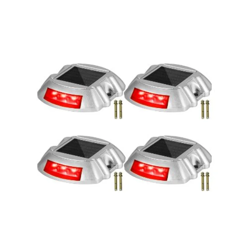 Heavy Duty Outdoor Waterproof Solar Dock Lights for Driveway and Sidewalk Red LED 4 Pack