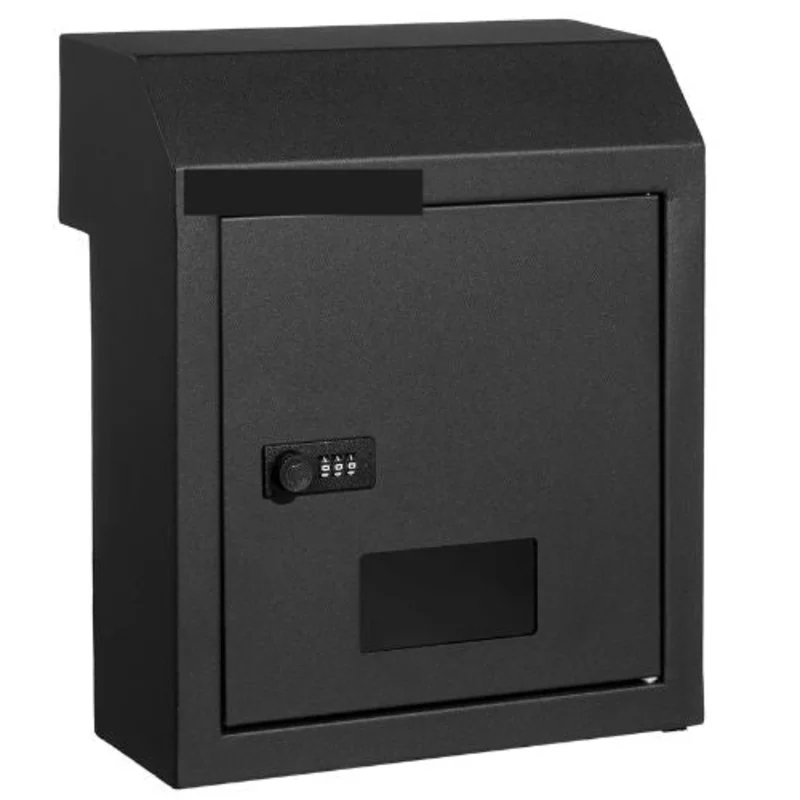 Heavy-Duty Through-Door Mail With Key Drop Box MA074 black