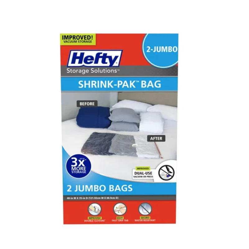 Hefty SHRINK-PAK Jumbo Vacuum Storage Bags Clear